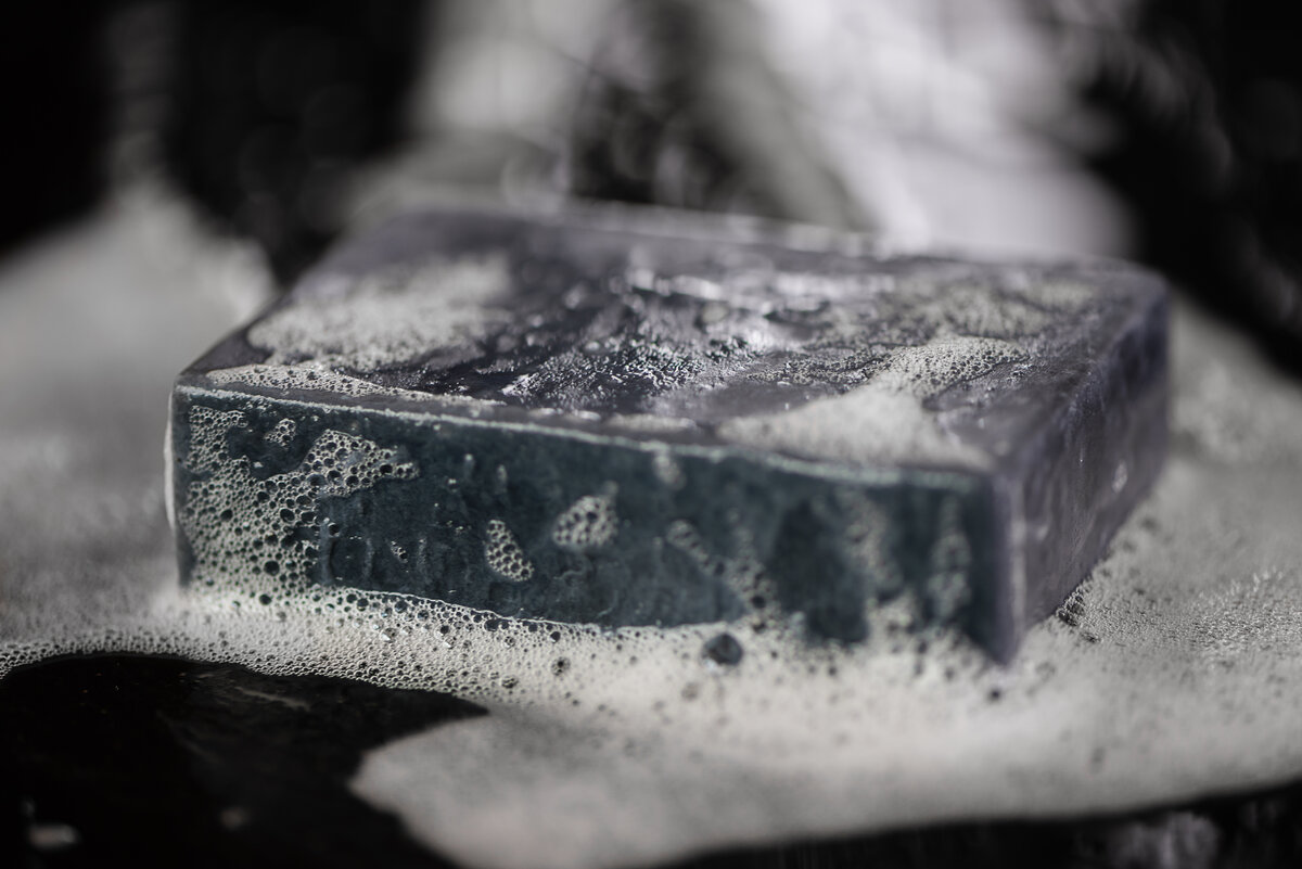 charcoal soap with lather
